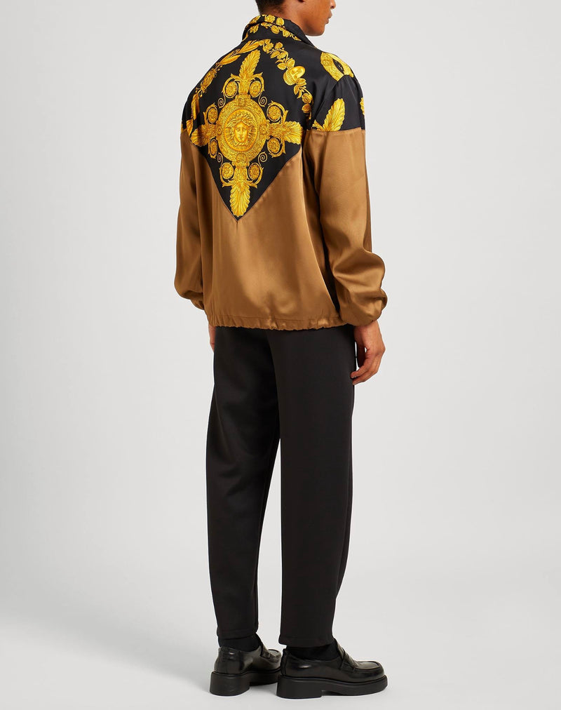 VERSACE
Brown High-Neck Jacket with Barocco