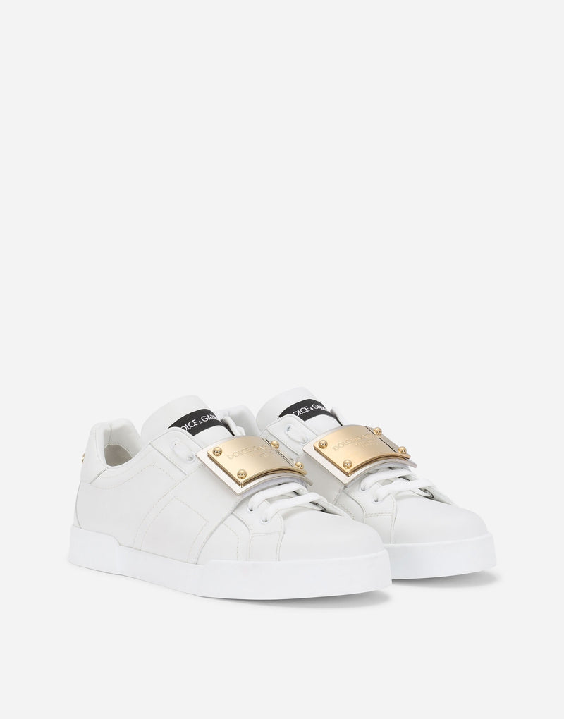 Dolce&Gabbana Calfskin Portofino sneakers with branded tag