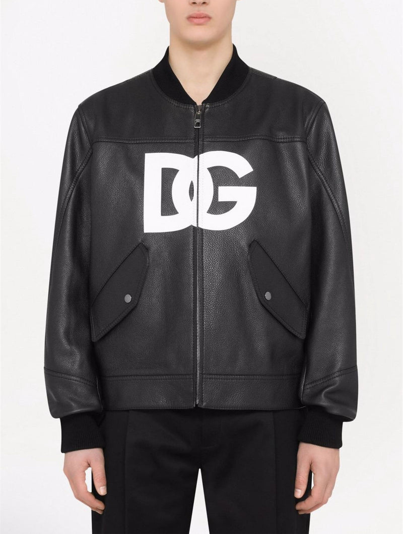 DOLCE & GABBANA
Leather jacket with DG logo print