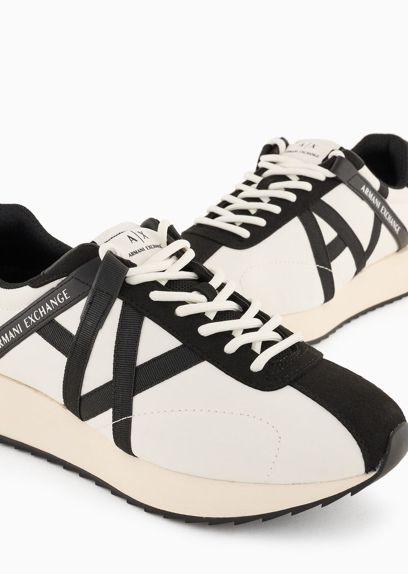 Armani- Sneakers in technical fabric, mesh and suede