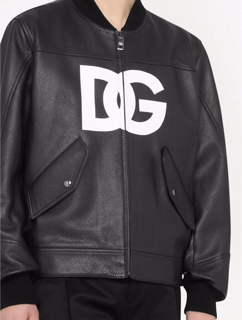 DOLCE & GABBANA
Leather jacket with DG logo print