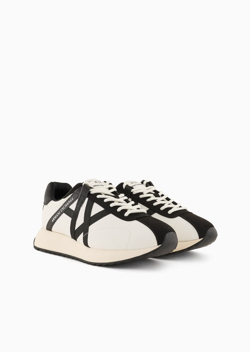 Armani- Sneakers in technical fabric, mesh and suede