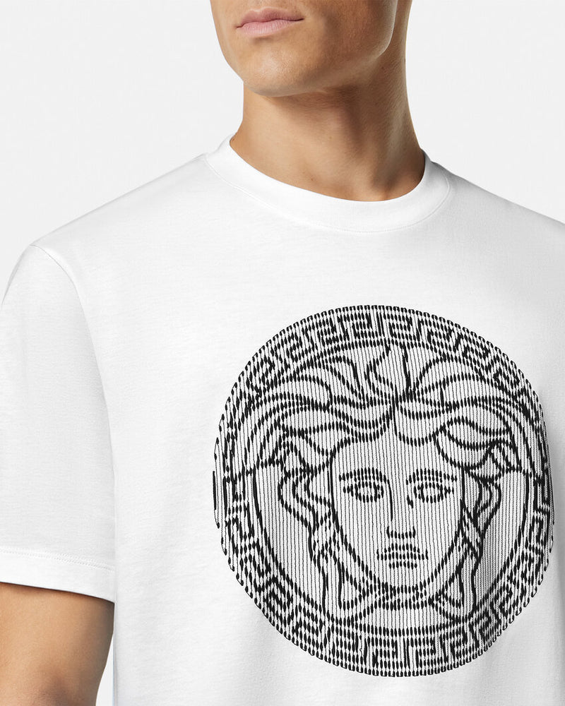 Versace EMBROIDERED MEDUSA SLICED T-SHIRT