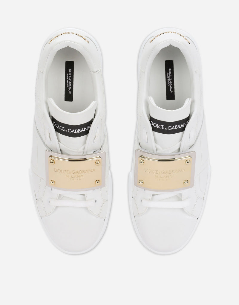 Dolce&Gabbana Calfskin Portofino sneakers with branded tag