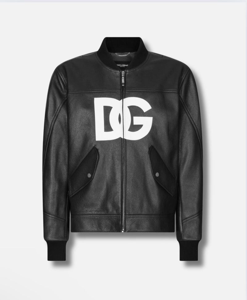 DOLCE & GABBANA
Leather jacket with DG logo print