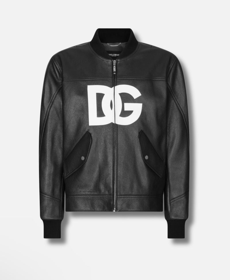 DOLCE & GABBANA
Leather jacket with DG logo print