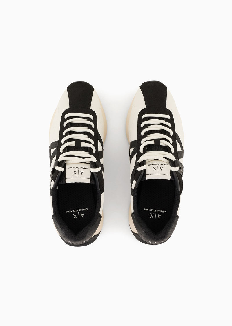 Armani- Sneakers in technical fabric, mesh and suede