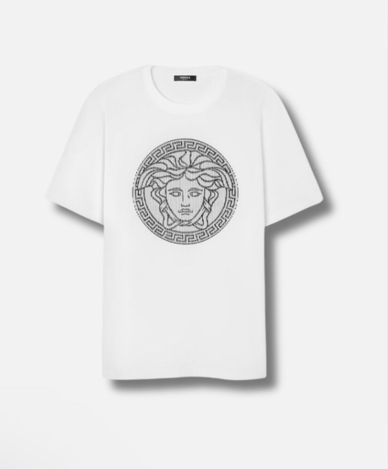 Versace EMBROIDERED MEDUSA SLICED T-SHIRT