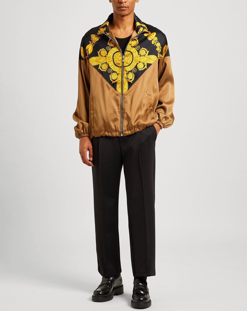 VERSACE
Brown High-Neck Jacket with Barocco