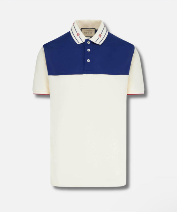 Gucci Embroidered Collar Polo Shirt