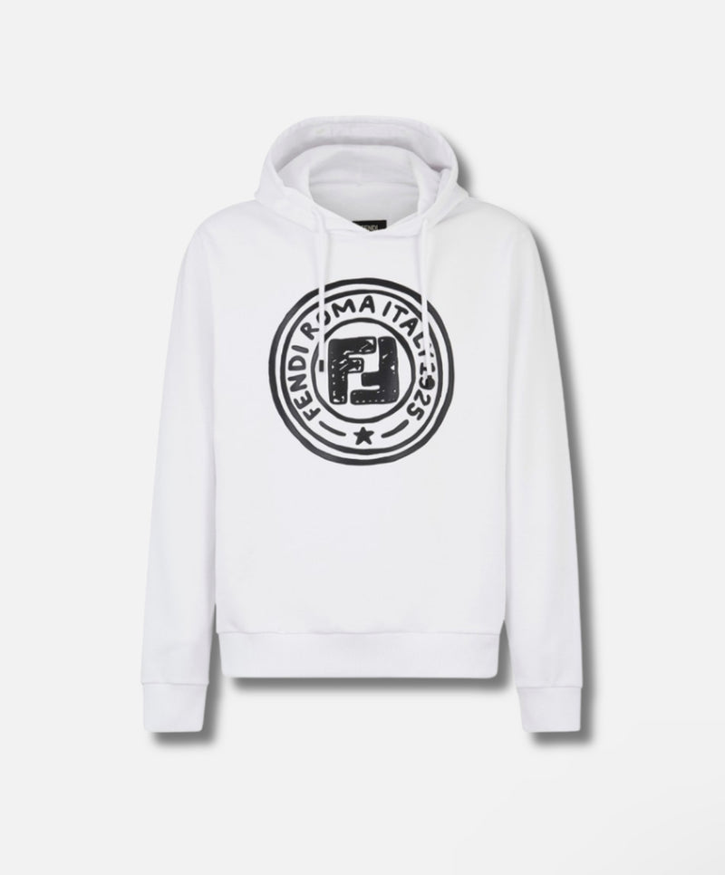 FENDI X JOSHUA VIDES WHITE AND BLACK HOODIE