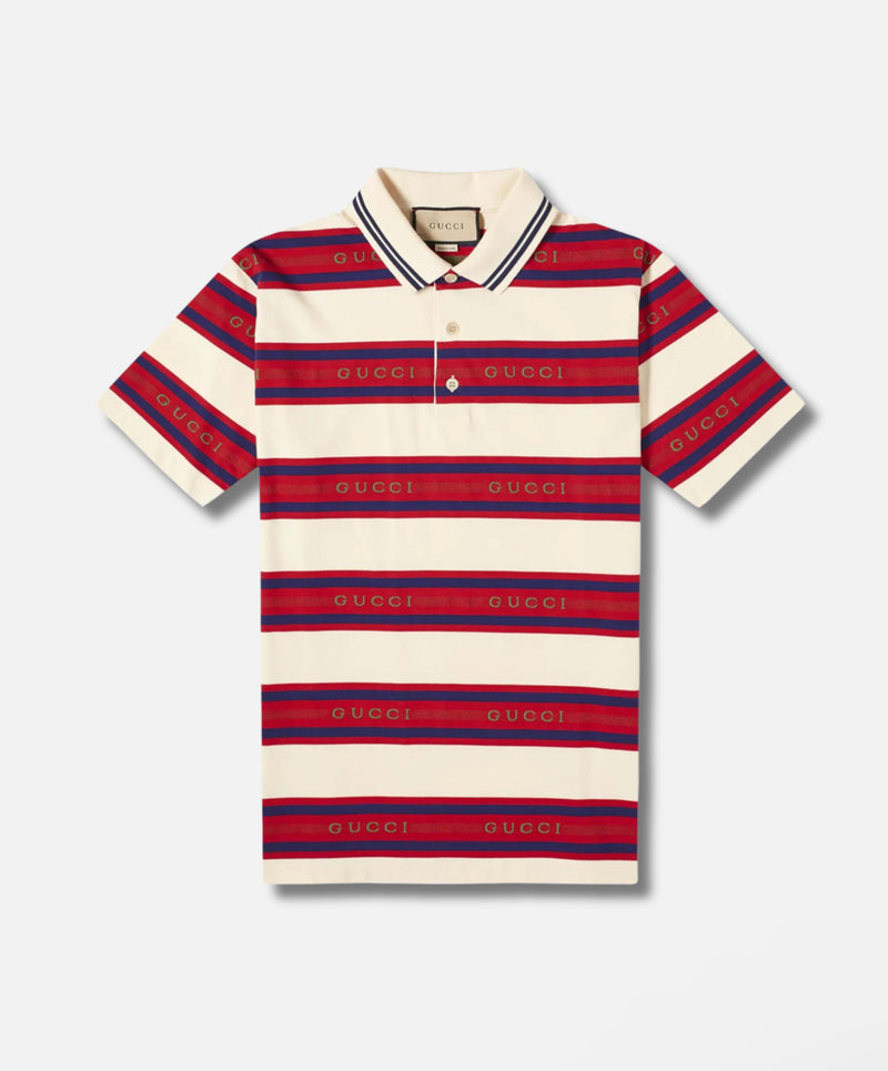 GUCCI IVORY STRIPED POLO