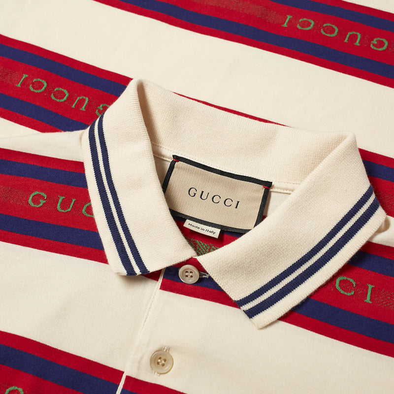 GUCCI IVORY STRIPED POLO