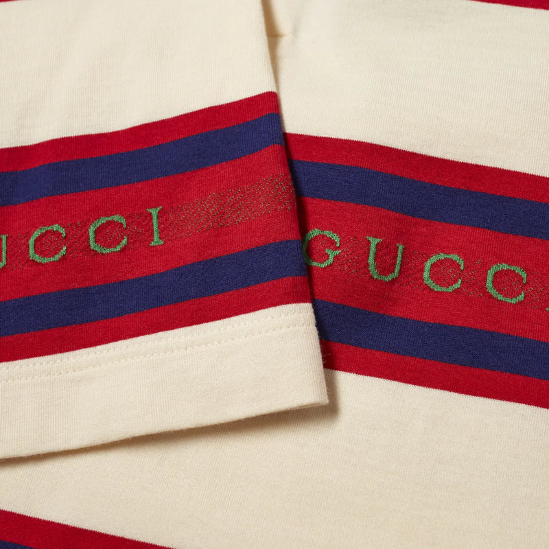 GUCCI IVORY STRIPED POLO