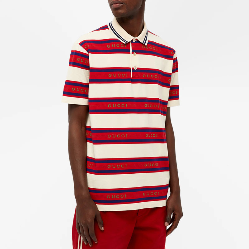 GUCCI IVORY STRIPED POLO