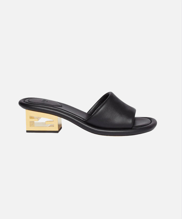 Fendi Baguette Black nappa leather slides