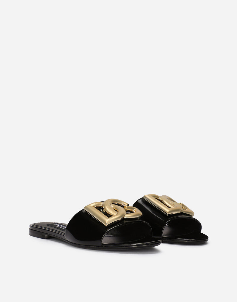 Dolce&Gabbana Polished calfskin sliders with DG logo