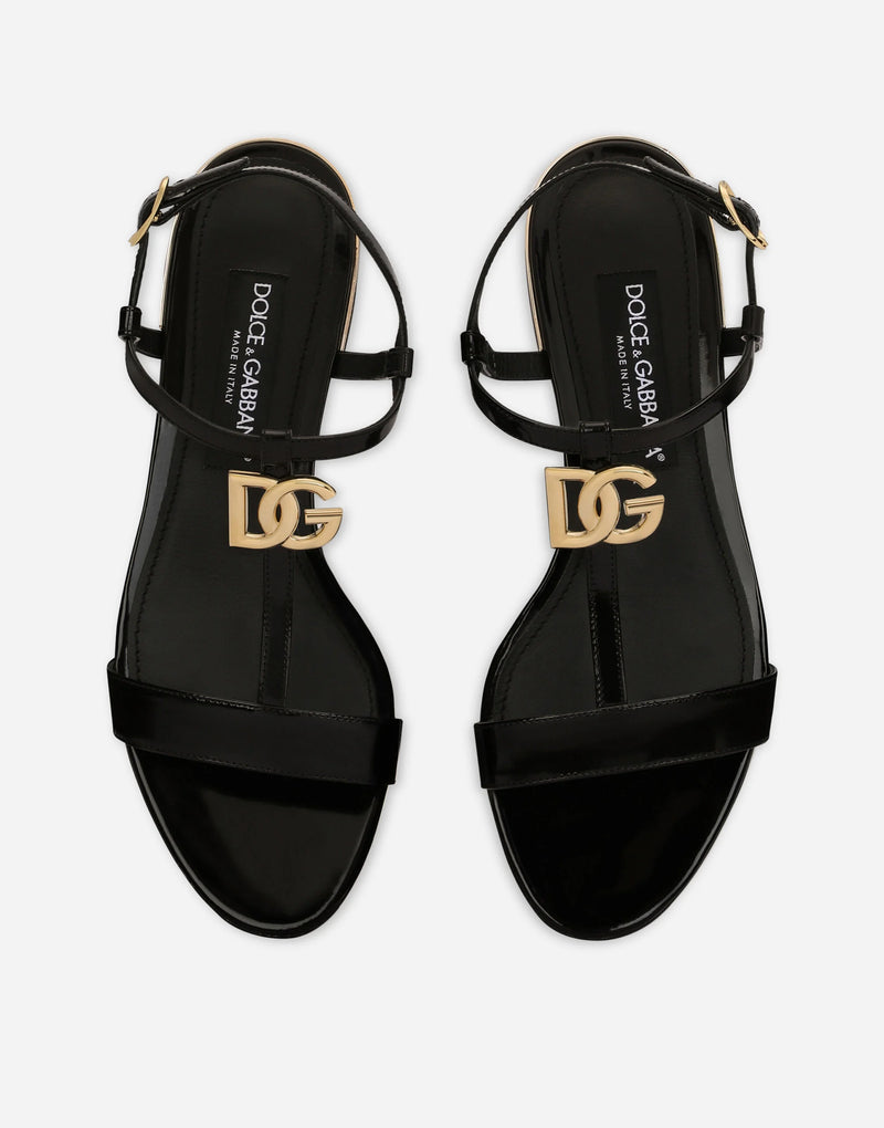 Dolce&Gabbana Polished calfskin sandals with DG logo