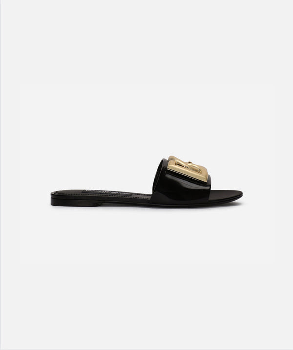 Dolce&Gabbana Polished calfskin sliders with DG logo