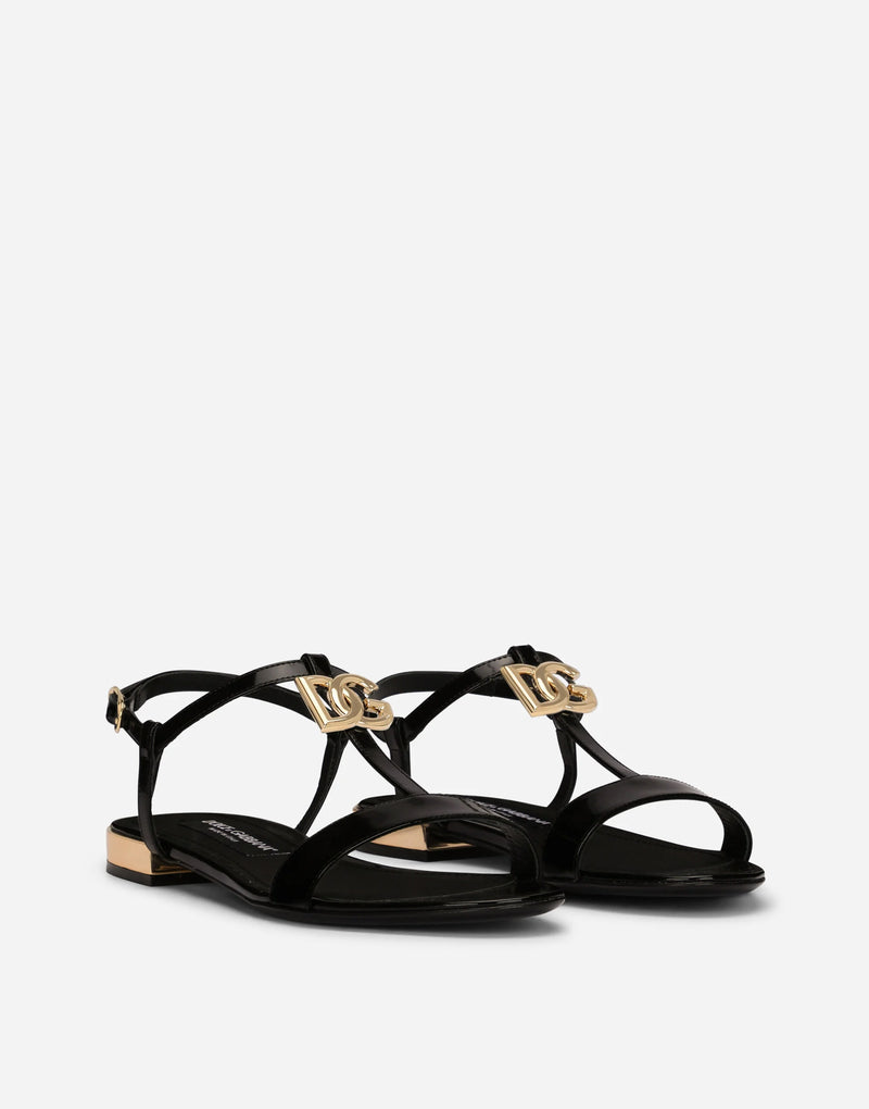 Dolce&Gabbana Polished calfskin sandals with DG logo