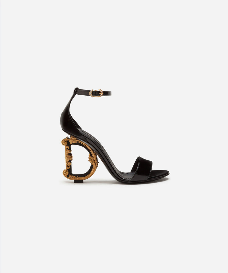 Dolce&Gabbana Polished calfskin sandals with DG baroque heel