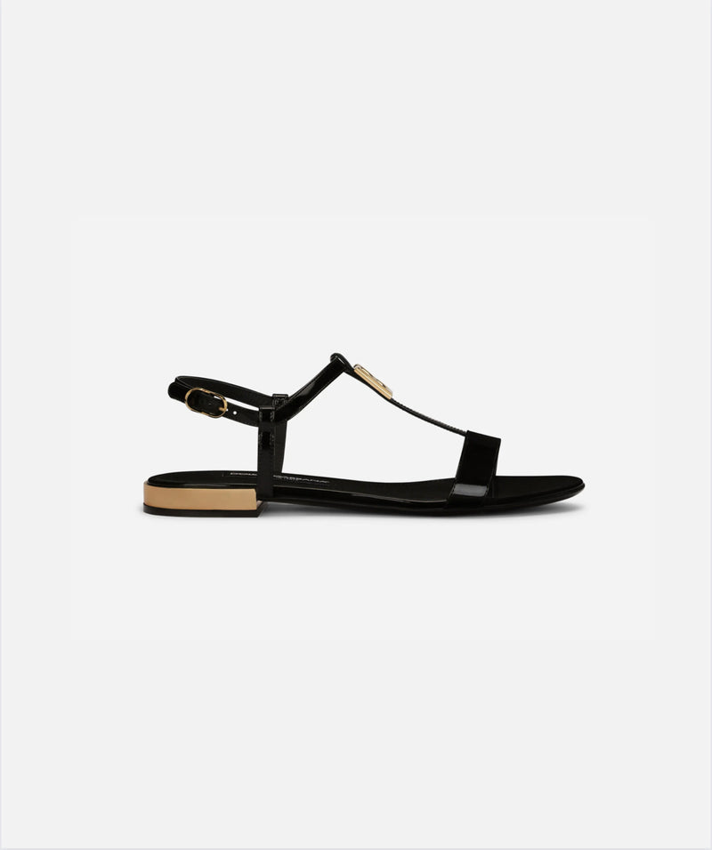 Dolce&Gabbana Polished calfskin sandals with DG logo