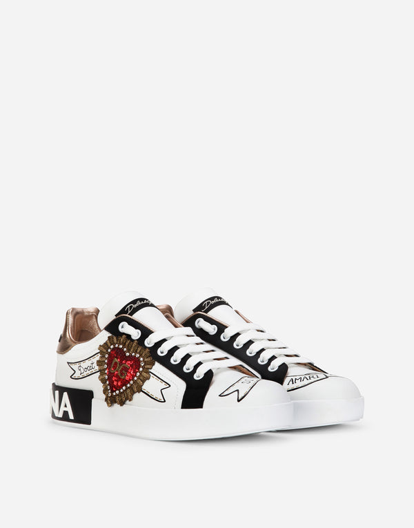 Dolce&Gabbana Calfskin Portofino sneakers with embroidery