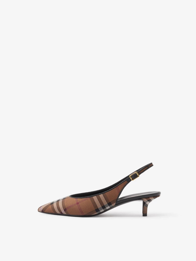 Burberry Check and Leather Slingback PumpsPrice