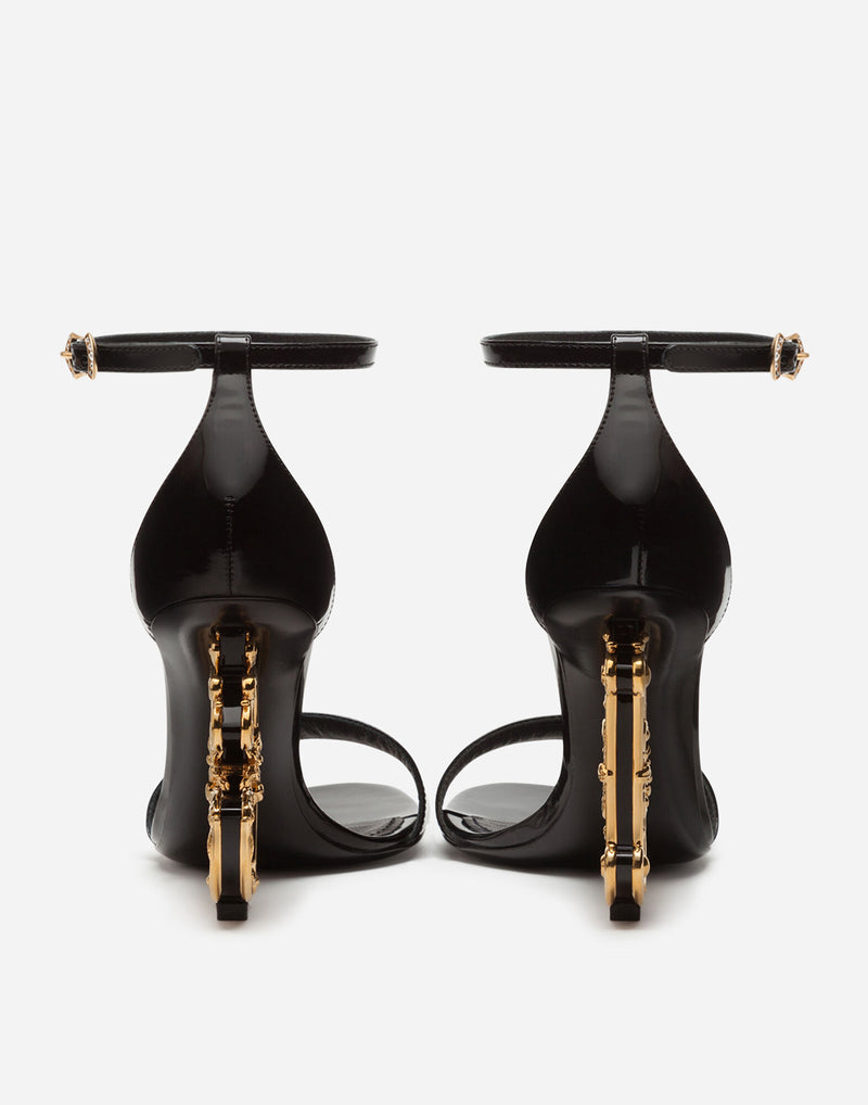 Dolce&Gabbana Polished calfskin sandals with DG baroque heel