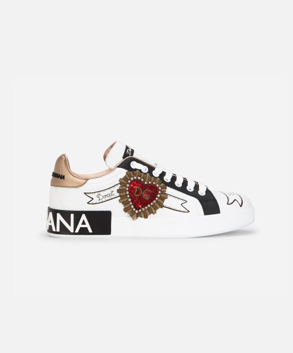 Dolce&Gabbana Calfskin Portofino sneakers with embroidery