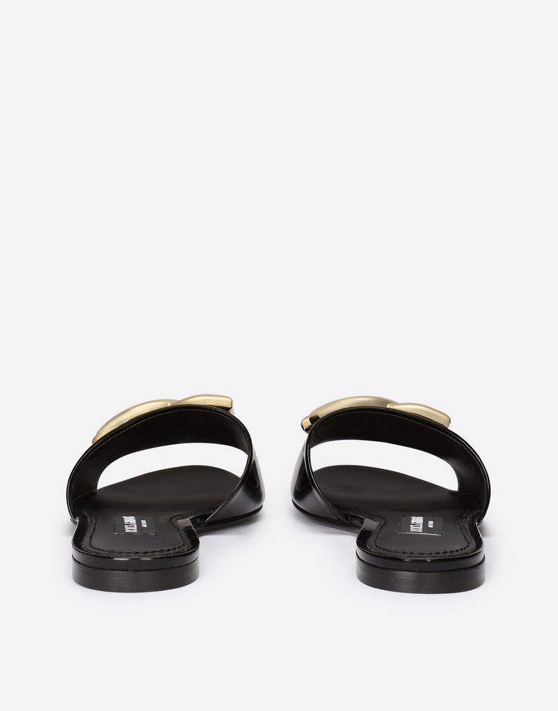 Dolce&Gabbana Polished calfskin sliders with DG logo