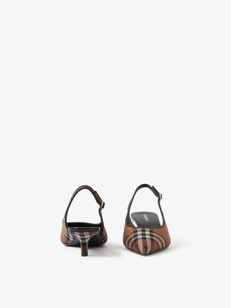 Burberry Check and Leather Slingback PumpsPrice