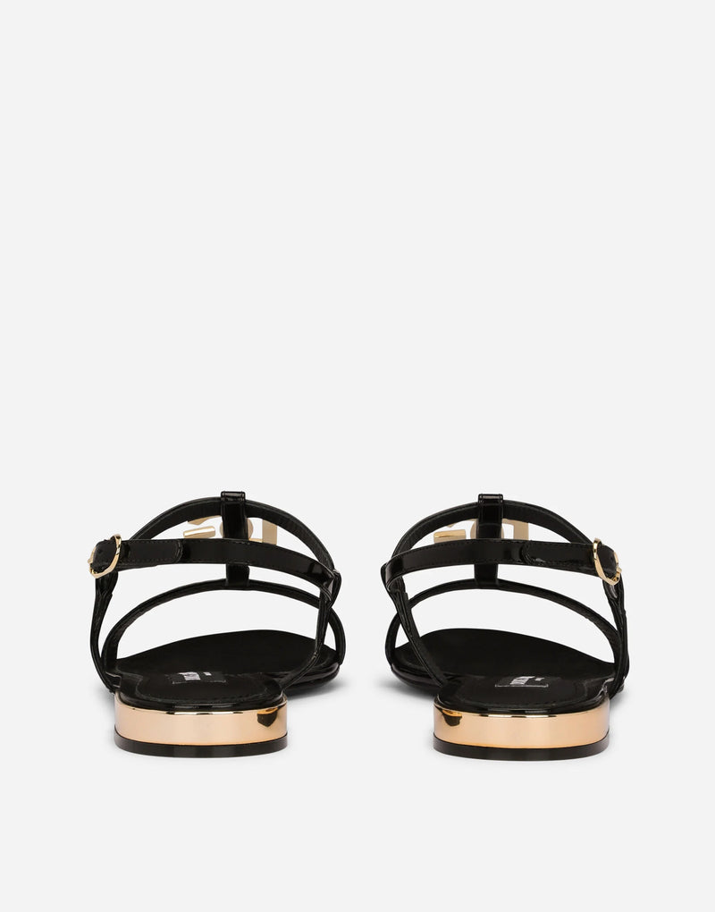 Dolce&Gabbana Polished calfskin sandals with DG logo