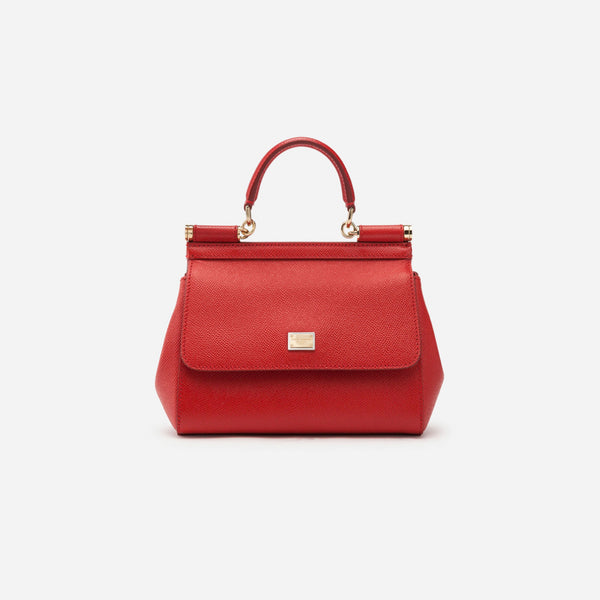 Dolce and Gabbana Red Dauphine Leather Medium Miss Sicily Bag For