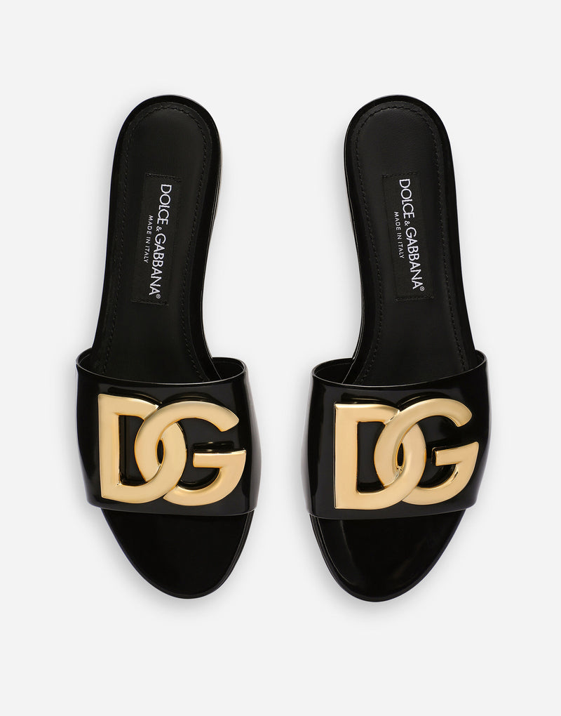 Dolce&Gabbana Polished calfskin sliders with DG logo