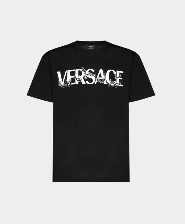 VERSACE BAROCCO BLACK SILHOUETTE LOGO T-SHIRT