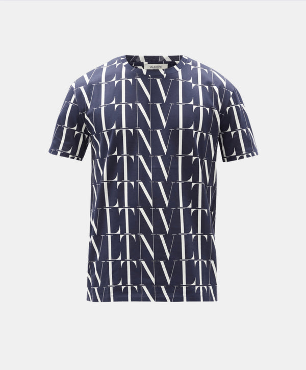 VALENTINO GARAVANI ALLOVER VLTN PRINT Navy T-SHIRT