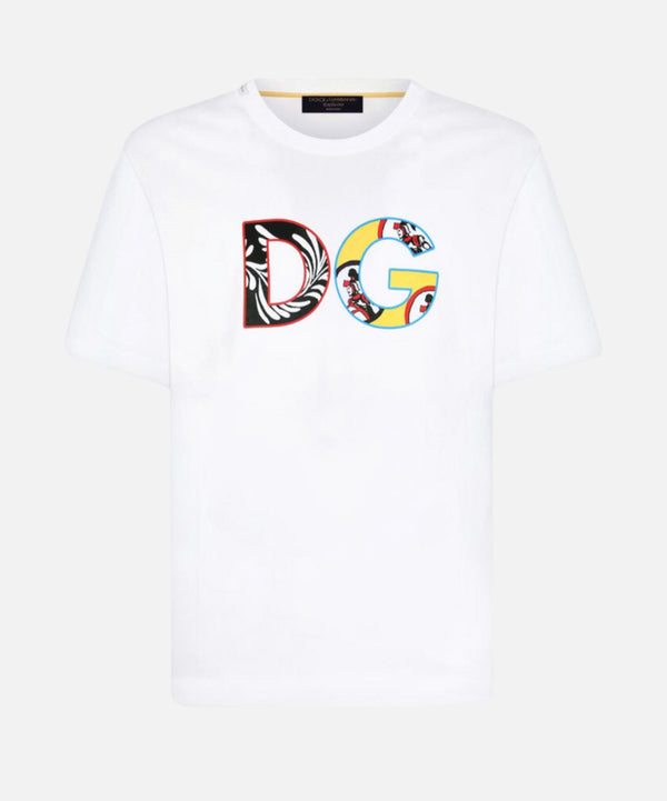 Dolce & Gabbana Mens White Patch Logo T-shirt