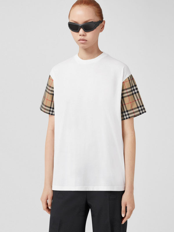 BURBERRY  Vintage check sleeve cotton oversized t-shirt