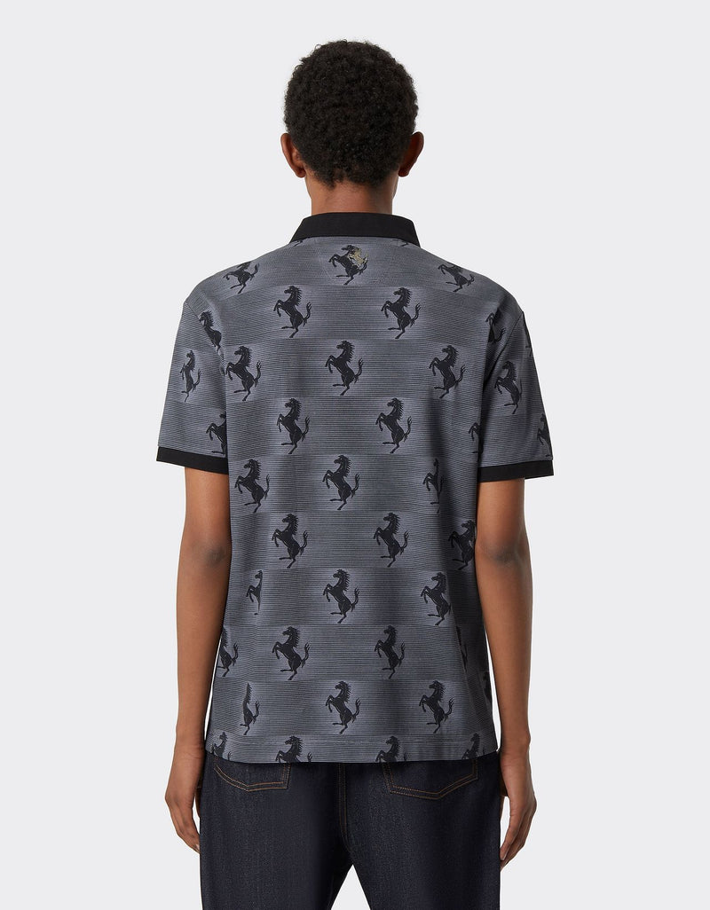 Ferrari Cotton polo shirt with Prancing Horse print