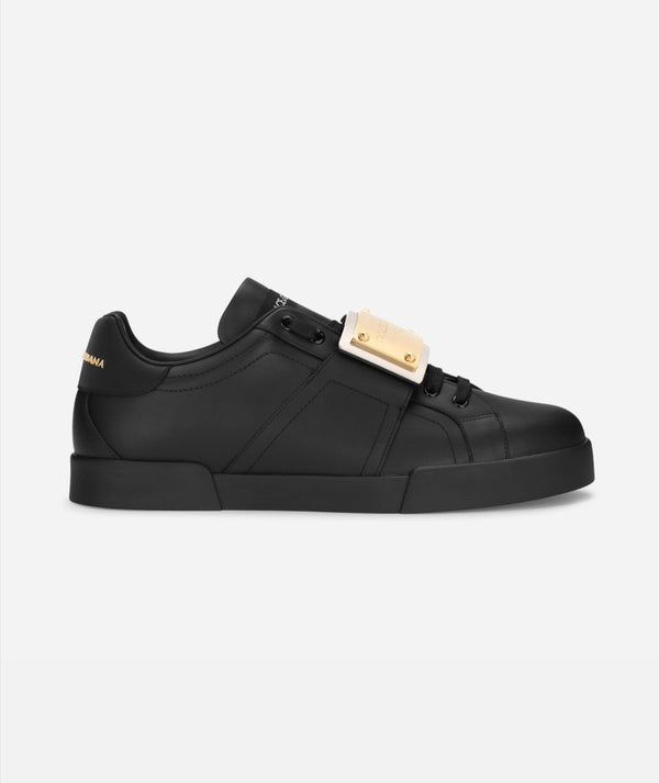 Dolce&Gabbana Calfskin Portofino sneakers with branded tag