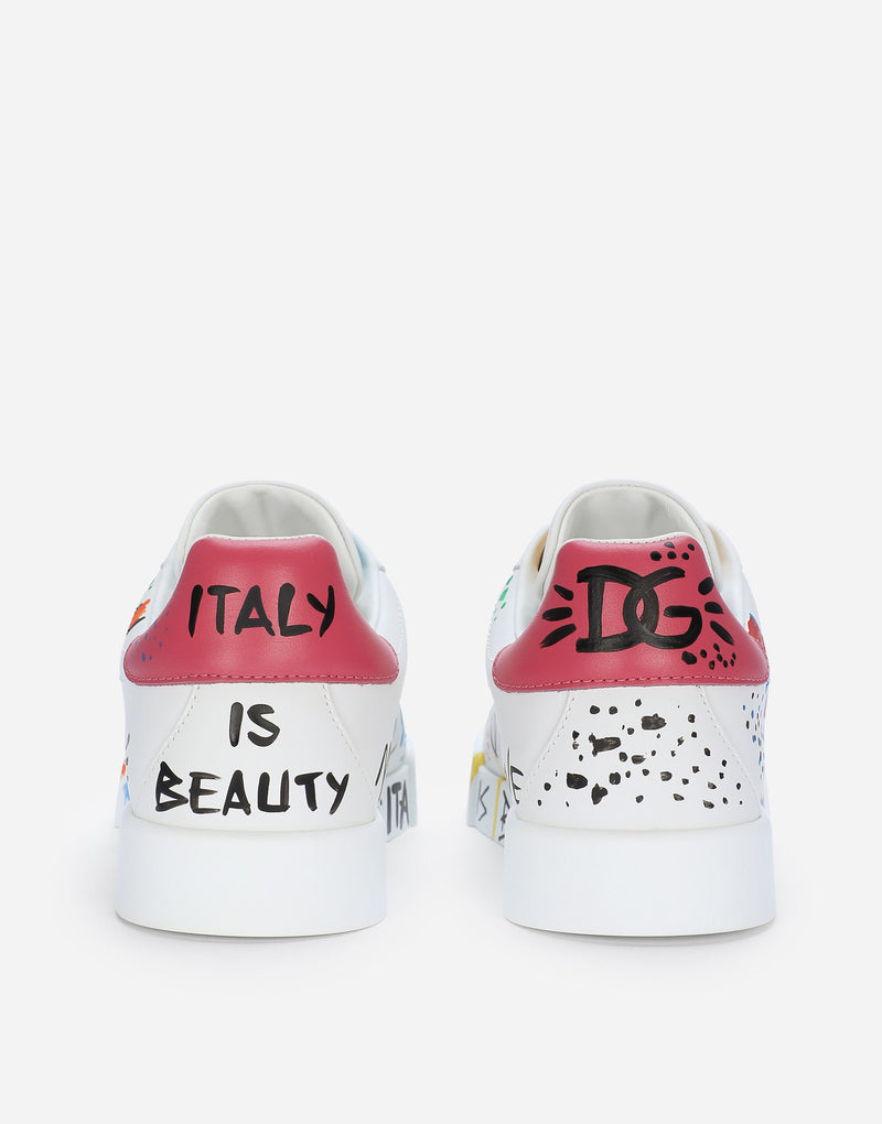 Dolce&Gabbana Calfskin Portofino sneakers with lettering