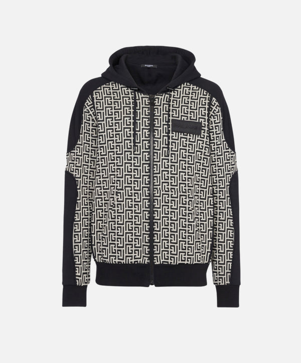 BALMAIN Monogram Zip-Up Hoodie