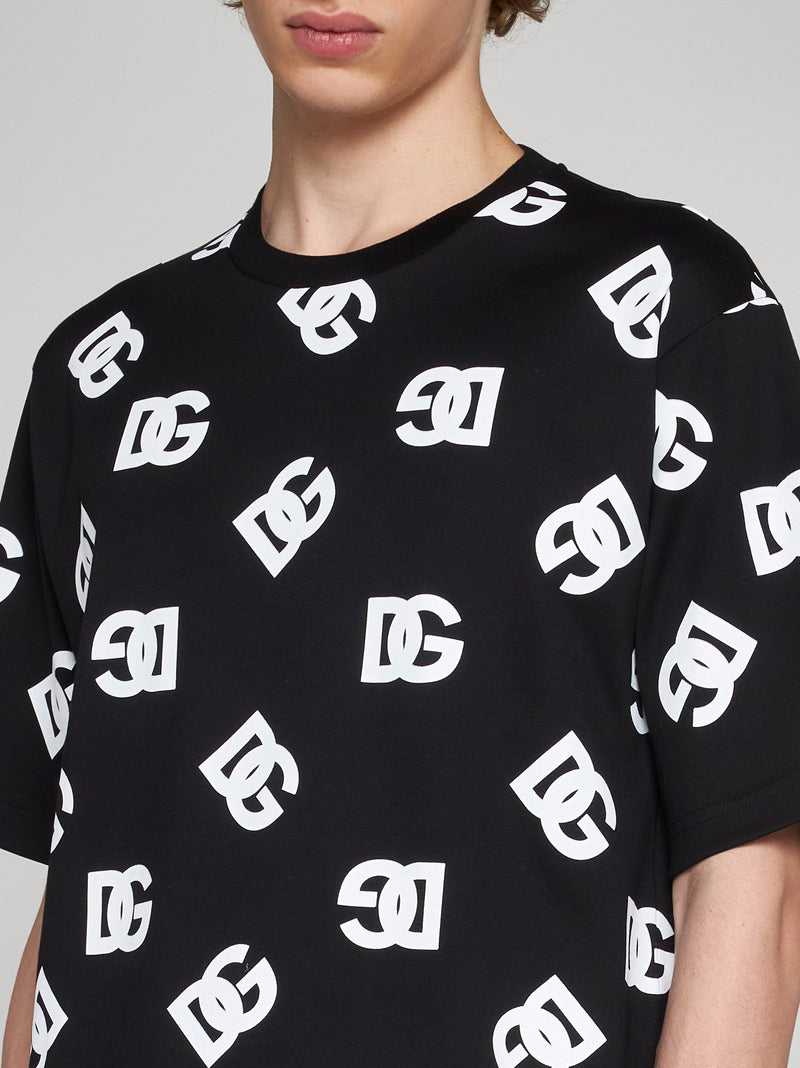 Dolce&Gabbana Cotton T-shirt with all-over DG logo print