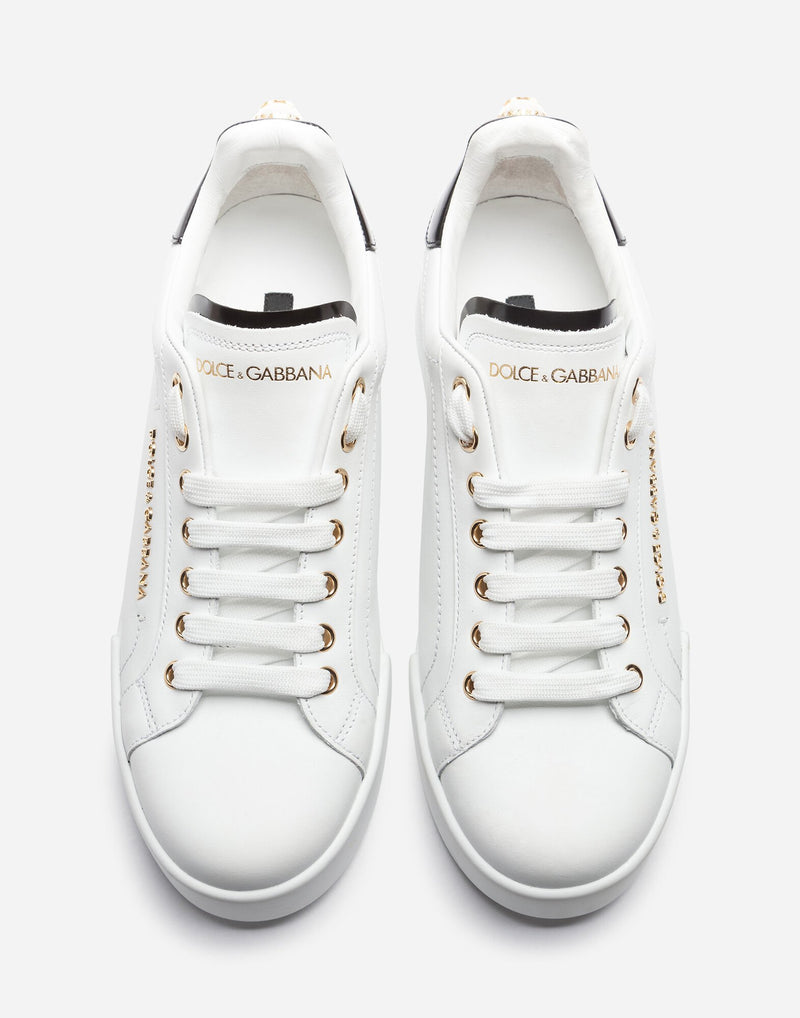 Dolce&Gabbana Calfskin nappa Portofino sneakers with lettering