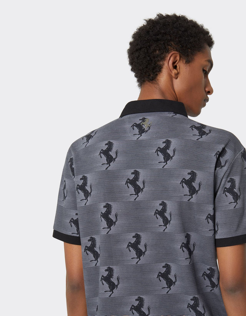 Ferrari Cotton polo shirt with Prancing Horse print