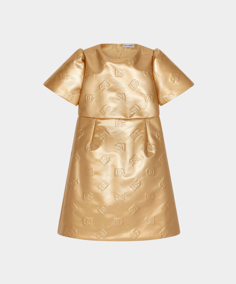 Dolce & Gabbana Kids embossed-logo metallic dress