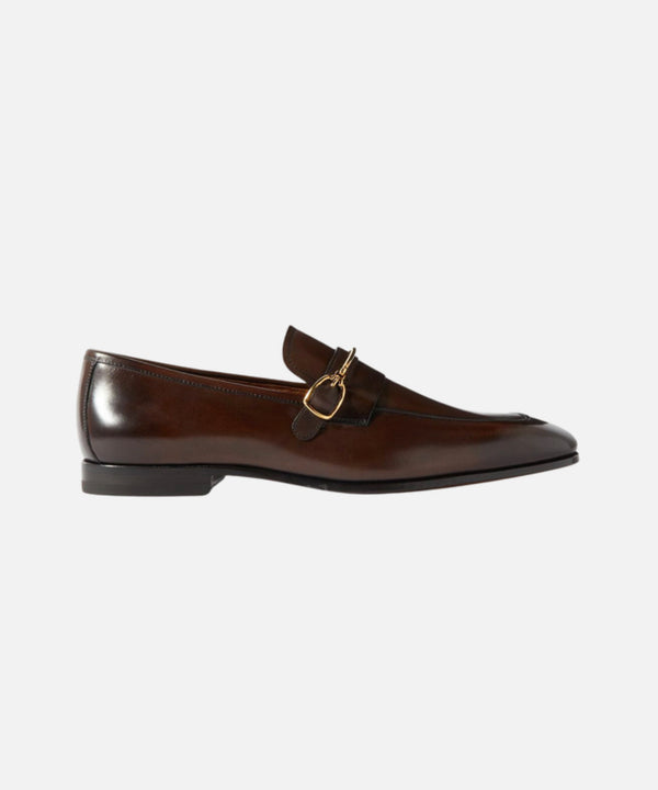 TOM FORD - Jack Embellished Patent-Leather Loafers - Brown