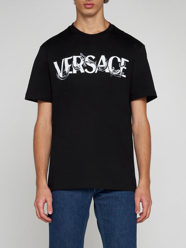 VERSACE BAROCCO BLACK SILHOUETTE LOGO T-SHIRT