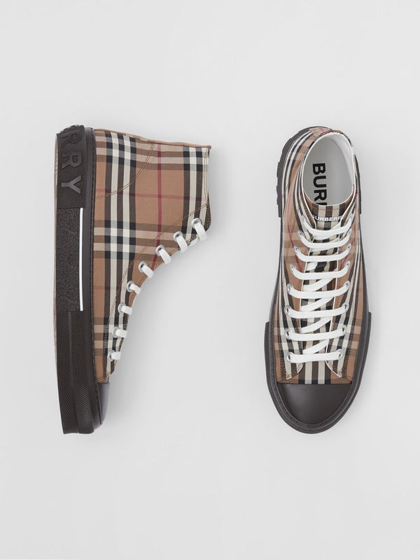 Burberry Vintage Check Cotton High-top SneakersPrice